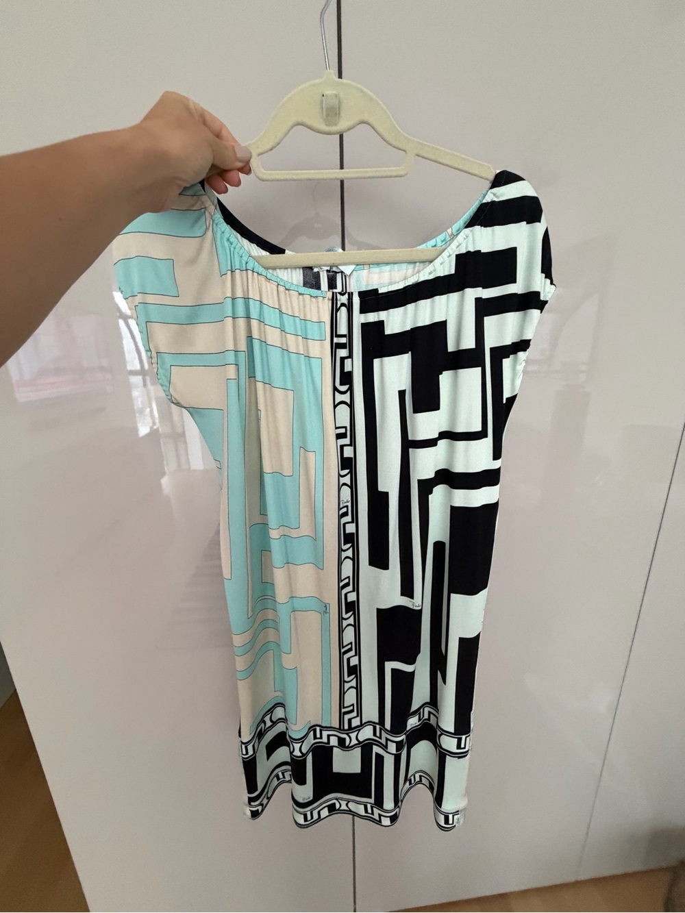 🗽Emilio Pucci Geometric Dress in Mint, Black & Cream